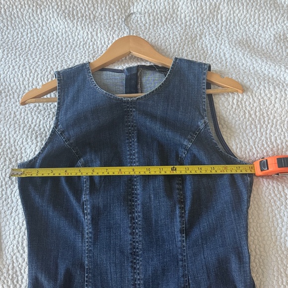 White House Black Market Blue Stretch Denim-Midi Dress- Size 8 - Picture 7 of 8